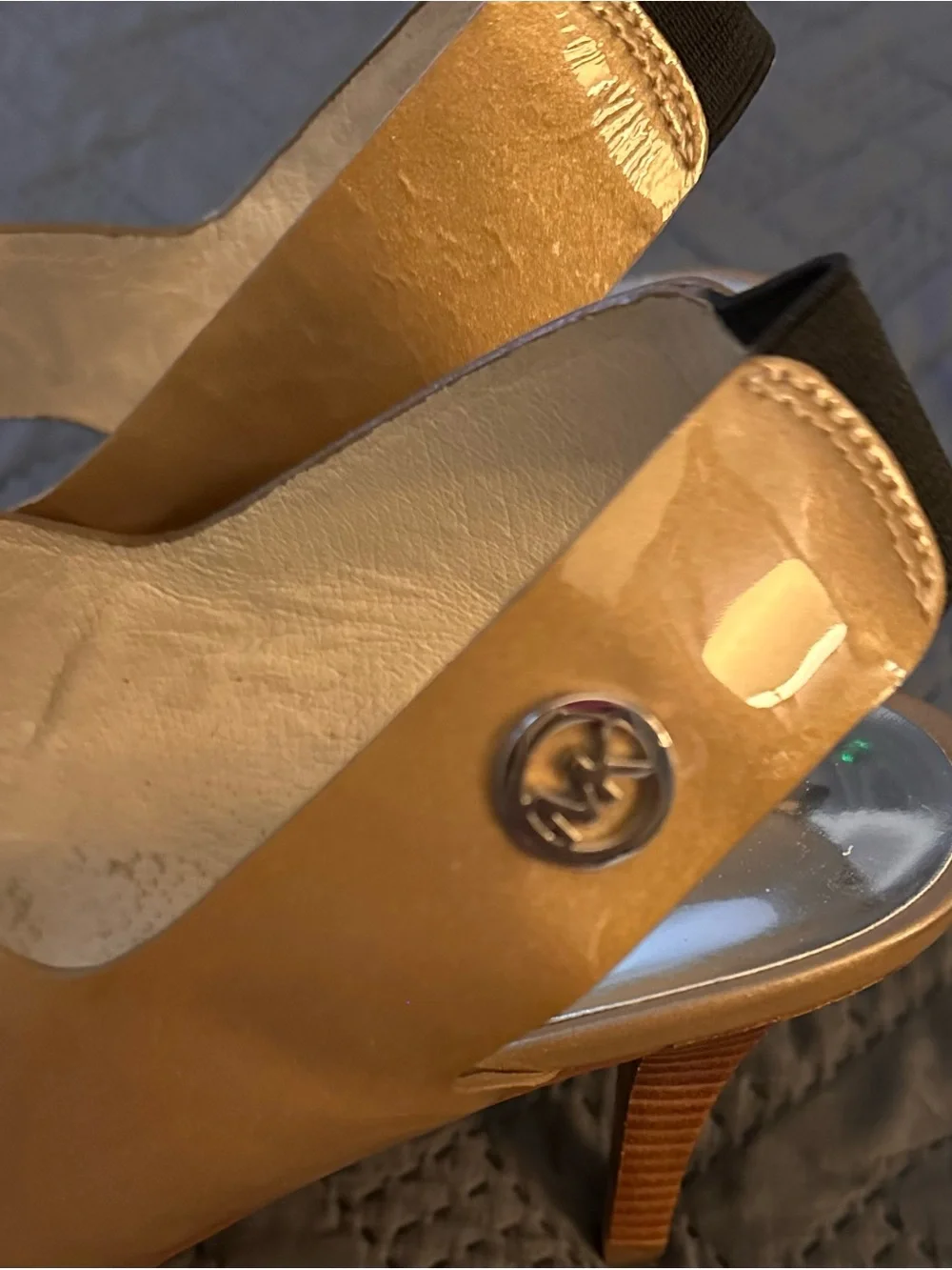 Michael Kors Metallic Gold Double-Strap Slingback Heels